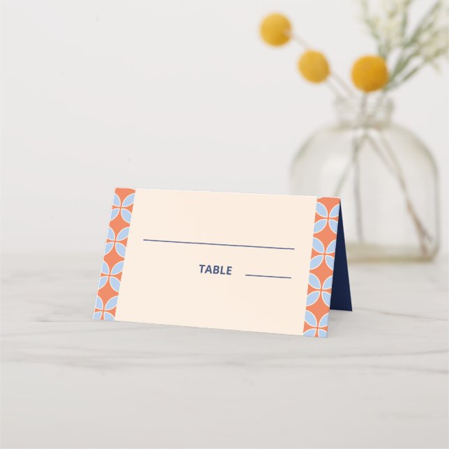 Mid Century Retro Wedding Place Card (Front)