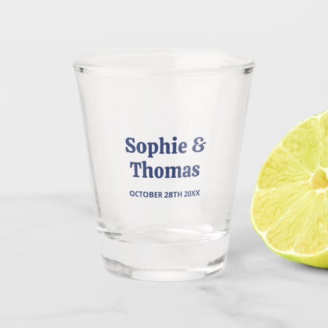 Mid Century Retro Wedding Shot Glass (Front)