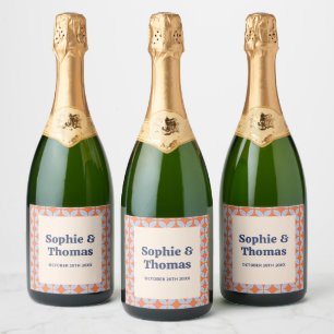 Mid Century Retro Wedding Sparkling Wine Label