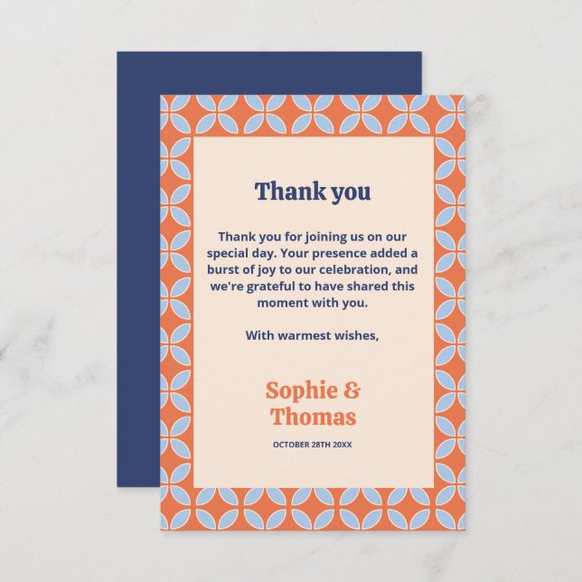 Mid Century Retro Wedding Thank You Card (Front/Back)