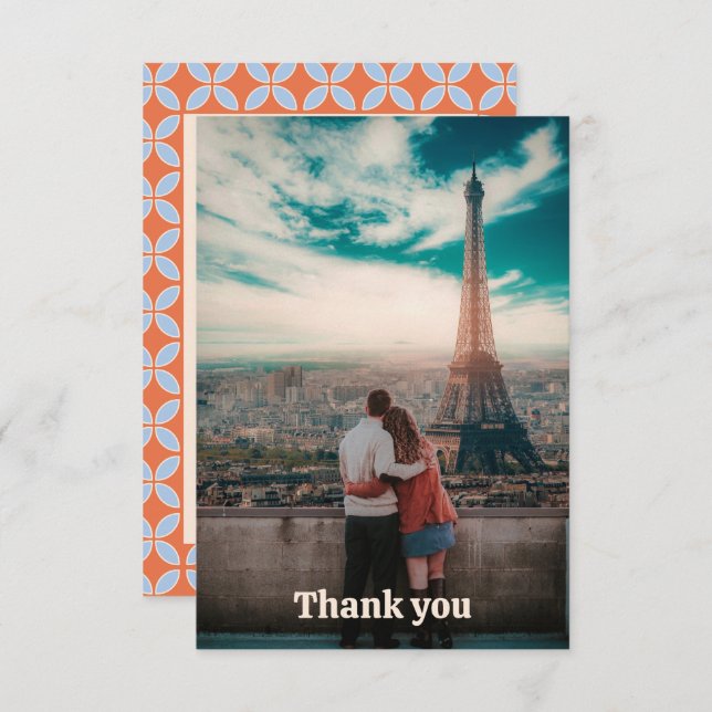 Mid Century Retro Wedding Thank You Card (Front/Back)