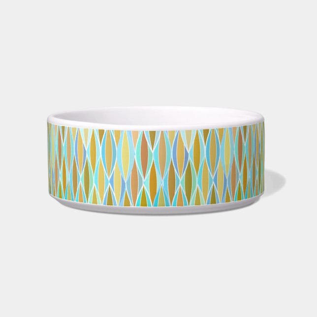 Mid-Century Ribbon Print - blues and neutrals Bowl (Left)