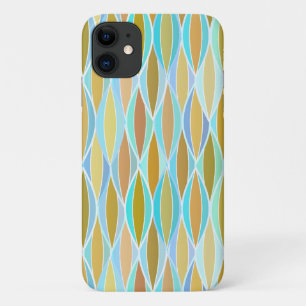 Mid-Century Ribbon Print - blues and neutrals iPhone 11 Case