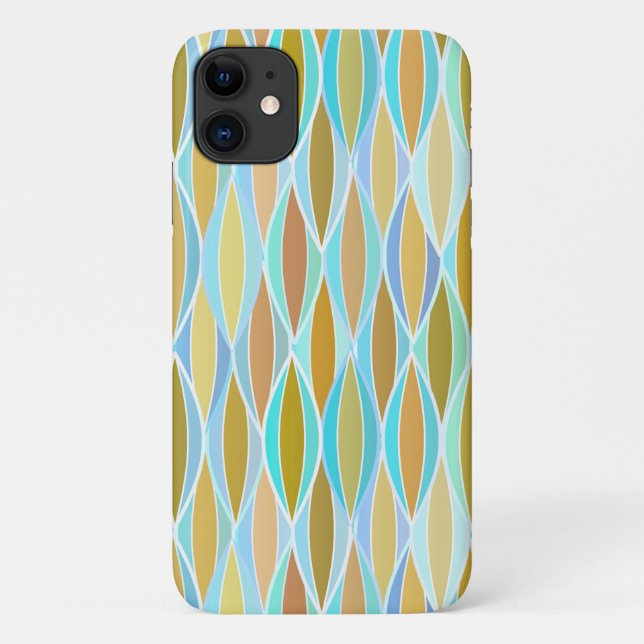 Mid-Century Ribbon Print - blues and neutrals Case-Mate iPhone Case (Back)