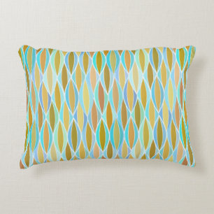 Mid-Century Ribbon Print - blues and neutrals Decorative Cushion