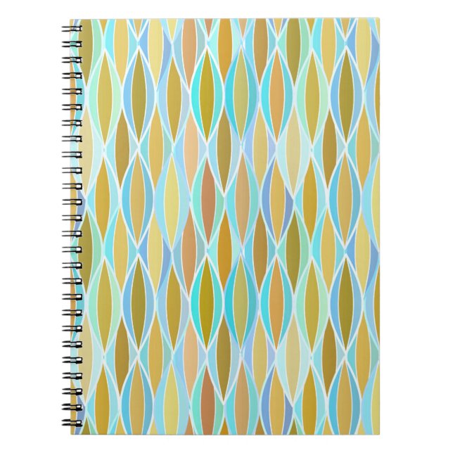 Mid-Century Ribbon Print - blues and neutrals Notebook (Front)