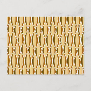 Mid-Century Ribbon Print - brown and caramel Postcard