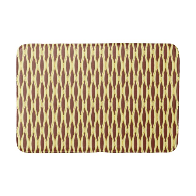 Mid-Century Ribbon Print - brown and gold Bath Mat (Front)