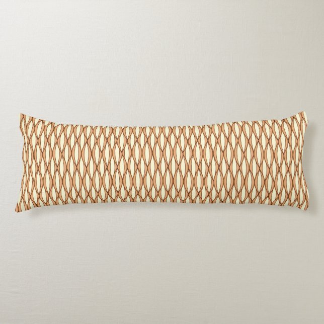 Mid-Century Ribbon Print - camel tan and cream Body Cushion (Front)