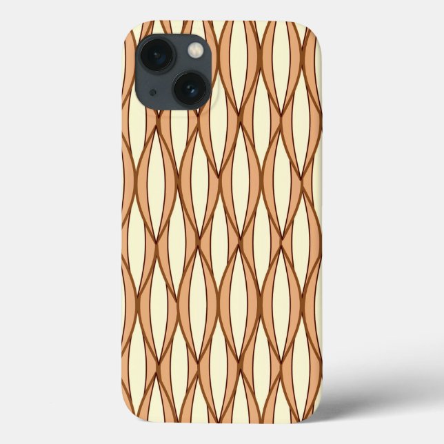 Mid-Century Ribbon Print - camel tan and cream Case-Mate iPhone Case (Back)
