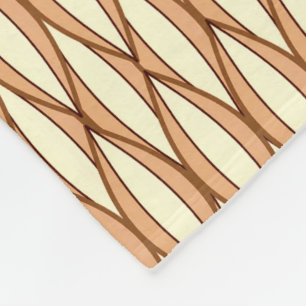 Mid-Century Ribbon Print - camel tan and cream Fleece Blanket