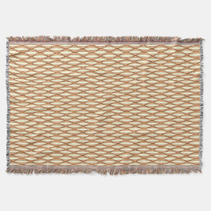 Mid-Century Ribbon Print - camel tan and cream Throw Blanket