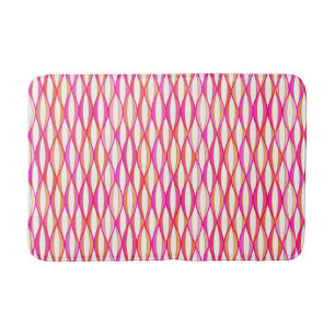 Mid-Century Ribbon Print - coral and pink Bath Mat