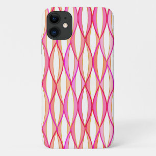 Mid-Century Ribbon Print - coral and pink Case-Mate iPhone Case