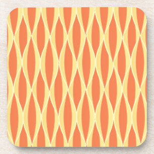 Mid-Century Ribbon Print - orange and yellow Coaster