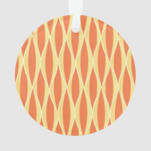 Mid-Century Ribbon Print - orange and yellow Ornament