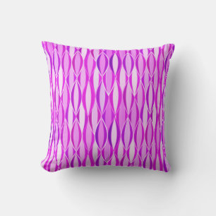 Mid-Century Ribbon Print - orchid and violet Cushion