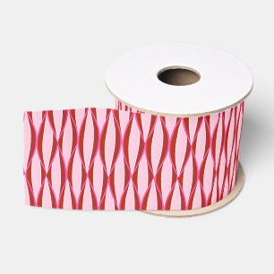 Mid-Century Ribbon Print - pink and burgundy Grosgrain Ribbon
