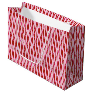 Mid-Century Ribbon Print - pink and burgundy Large Gift Bag