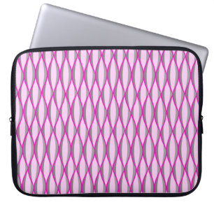 Mid-Century Ribbon Print - pink and grey / grey Laptop Sleeve