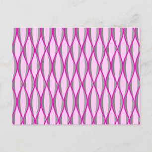 Mid-Century Ribbon Print - pink and grey / grey Postcard