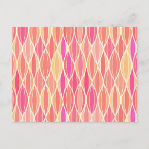 Mid-Century Ribbon Print - pink, coral and gold Postcard