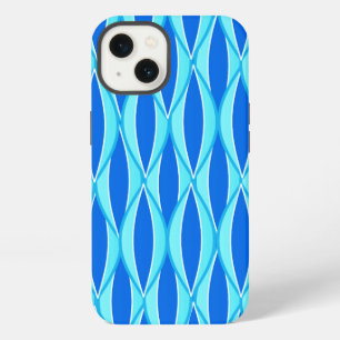 Mid-Century Ribbon Print - shades of blue iPhone 13 Case