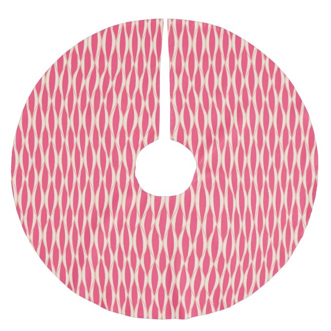 Mid-Century Ribbon Print - shades of coral Brushed Polyester Tree Skirt (Front)