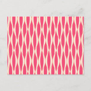 Mid-Century Ribbon Print - shades of coral Postcard