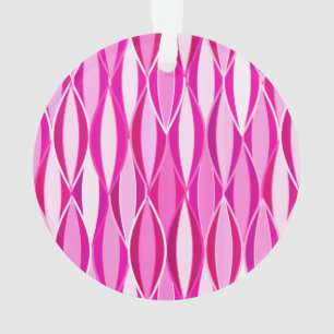 Mid-Century Ribbon Print - shades of fuchsia pink Ornament