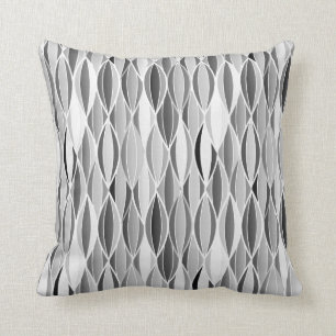 Mid-Century Ribbon Print - shades of grey / grey Cushion