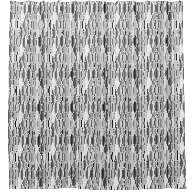 Mid-Century Ribbon Print - shades of grey / grey Shower Curtain (Front)