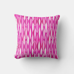 Mid-Century Ribbon Print - shades of magenta pink Cushion