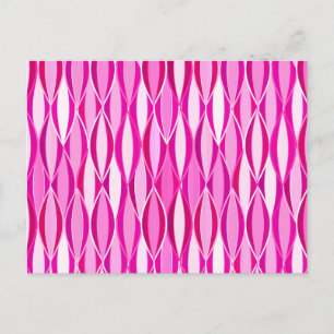 Mid-Century Ribbon Print - shades of magenta pink Postcard