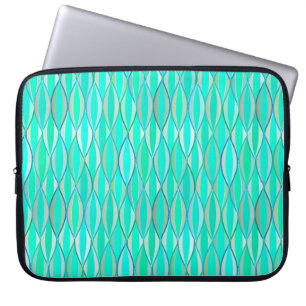Mid-Century Ribbon Print - shades of turquoise Laptop Sleeve