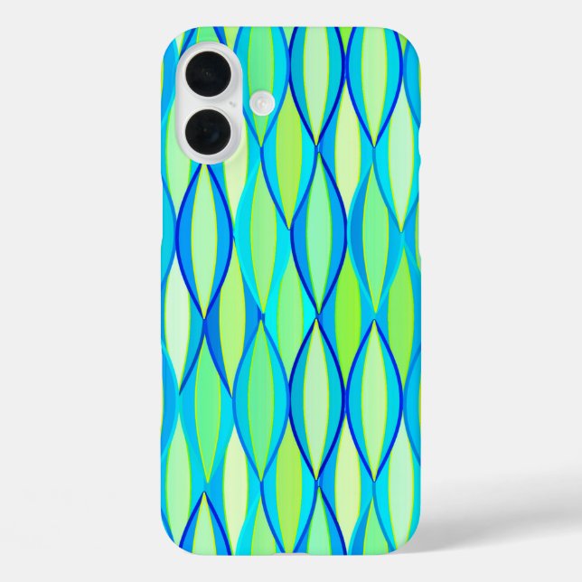 Mid-Century Ribbon Print - turquoise and lime Case-Mate iPhone Case (Back)