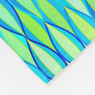 Mid-Century Ribbon Print - turquoise and lime Fleece Blanket