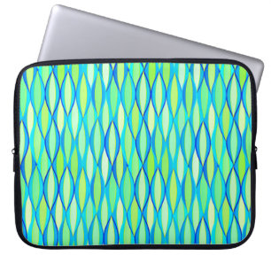 Mid-Century Ribbon Print - turquoise and lime Laptop Sleeve