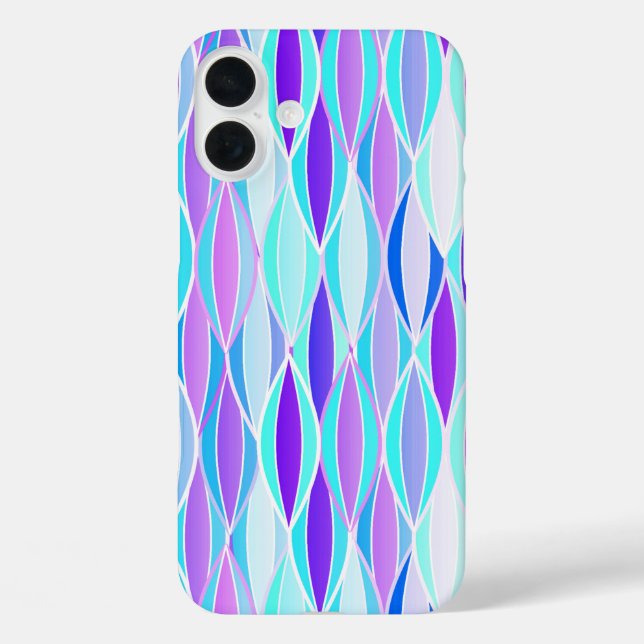 Mid-Century Ribbon Print - violet and aqua Case-Mate iPhone Case (Back)