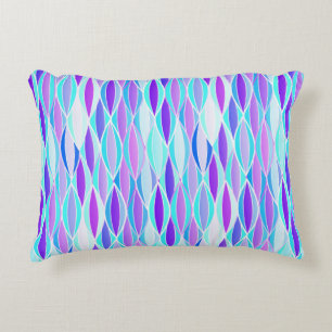 Mid-Century Ribbon Print - violet and aqua Decorative Cushion