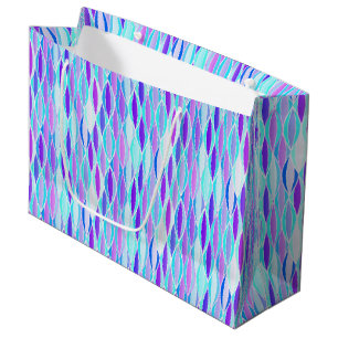 Mid-Century Ribbon Print - violet and aqua Large Gift Bag