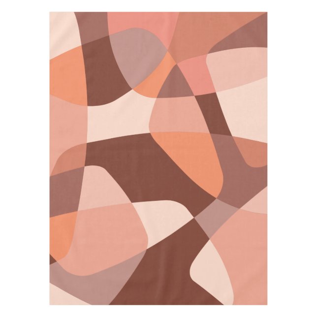 Mid Century Rock Layers Salmon Pink Tablecloth (Front)