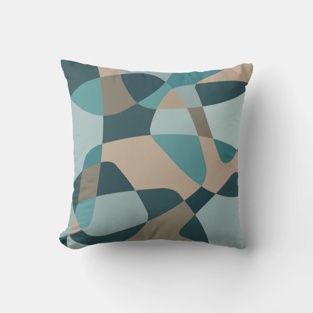Mid Century Rock Layers Teal Cushion (Front)