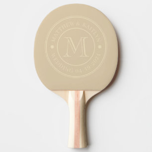 Mid-Century Sand Dune Wedding Monogram Ping Pong Paddle