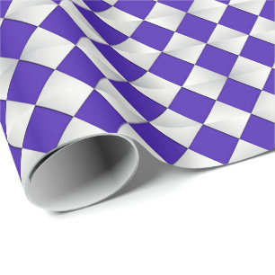 Mid-Century Satin Diamonds - cobalt and white Wrapping Paper