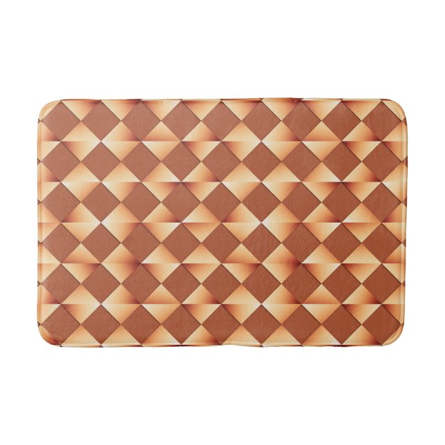 Mid-Century Satin Diamonds - copper and brown Bath Mat (Front)