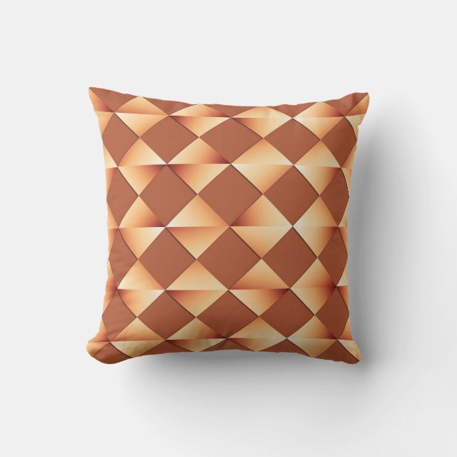 Mid-Century Satin Diamonds - copper and brown Cushion (Front)