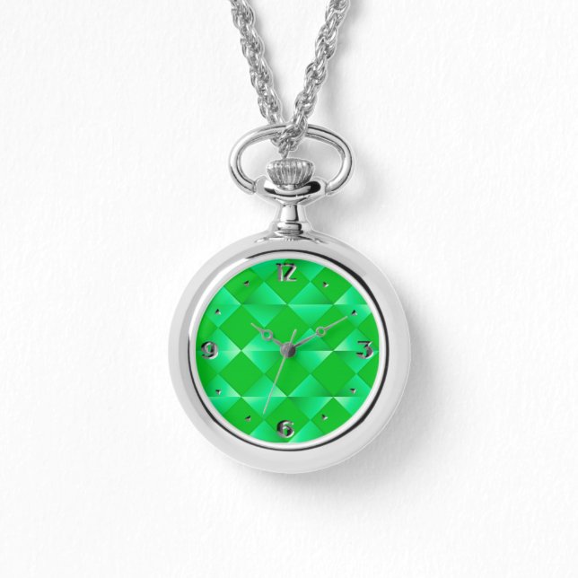 Mid-Century Satin Diamonds - emerald green Watch (Front)