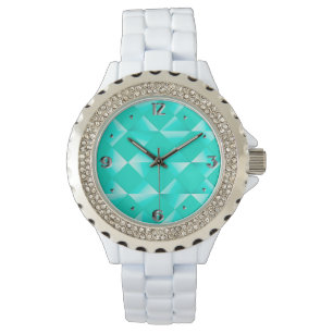 Mid-Century Satin Diamonds - turquoise & aqua Watch