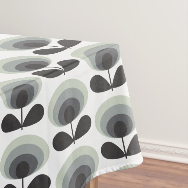Mid Century Scandinavian Modern Retro Flower Bloom Tablecloth (In Situ)
